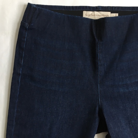 Soft Surroundings The Ultimate Pull-On Bootcut Dark Wash Blue Denim Jeans Large - Picture 12 of 16